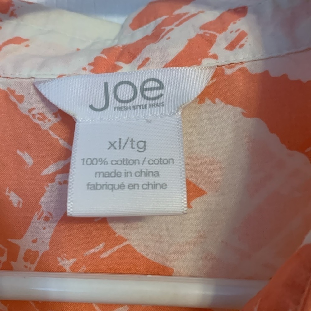 Joe Fresh Orange and White Floral Button-Up Blouse - Picture 2 of 5